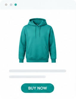Product card with hoodie and Buy Now
